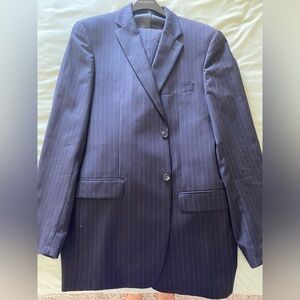 Mens Warehouse Suit- Dark Navy Blue With Pinstripes